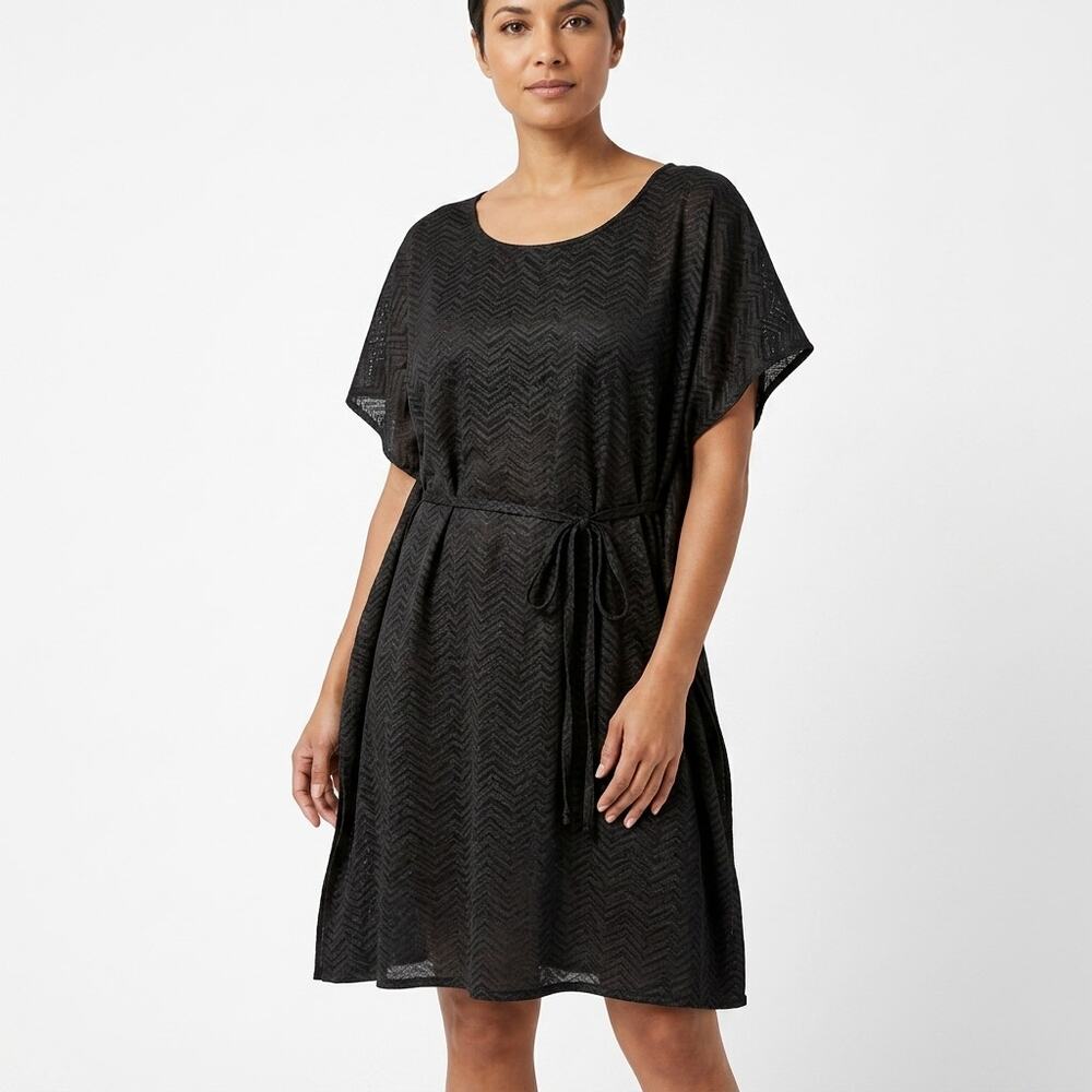 Mario Serrani Italy Black Knee Length Geometric Dress Women Size S